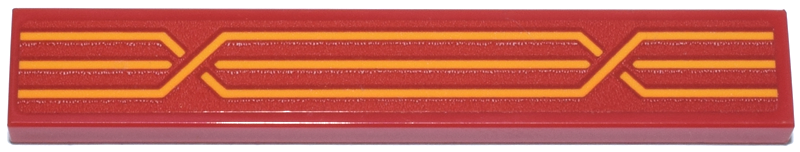 Tile 1 x 6 with Bright Light Orange Bent Crossing Lines Pattern (Sticker) - Set 76457