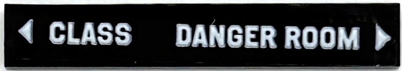 Tile 1 x 6 with White 'CLASS', 'DANGER ROOM' and Triangles Pattern (Sticker) - Set 76294
