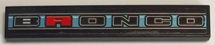 Tile 1 x 6 with 'BRONCO' on Metallic Light Blue Stripe Pattern (Sticker) - Set 76905