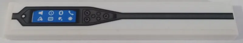 Tile 1 x 6 with Dark Bluish Gray Stripe and Console Display with Menu Icons on Blue Screen Pattern (Sticker) - Set 42154