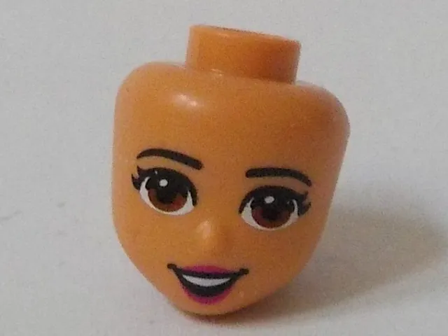 Mini Doll, Head Friends with Brown Eyes, Eyelashes, Magenta Lips and Open Mouth Smile Pattern