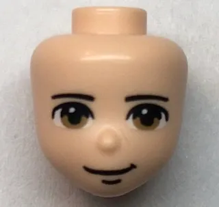 Mini Doll, Head Friends with Black Thin Eyebrows, Dark Tan Eyes, Chin Dimple, and Grin Pattern