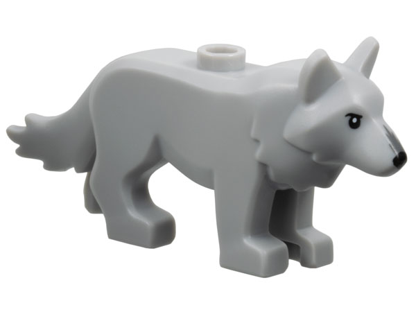 Wolf with Stud on Back with Black Eyes and Nose, Dark Bluish Gray Fur on Muzzle Pattern