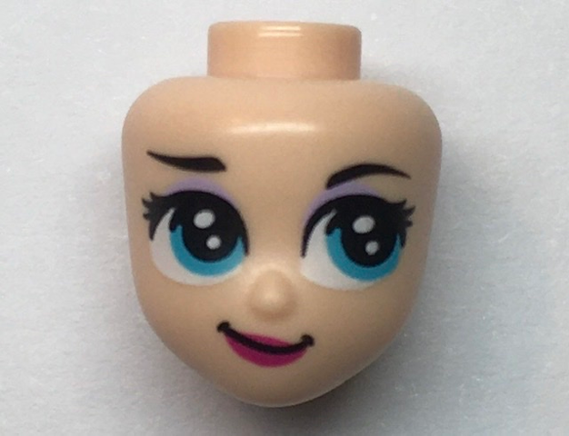 Mini Doll, Head Friends with Dark Azure Large Eyes, Raised Right Eyebrow, and Closed Mouth Pattern (Elsa)