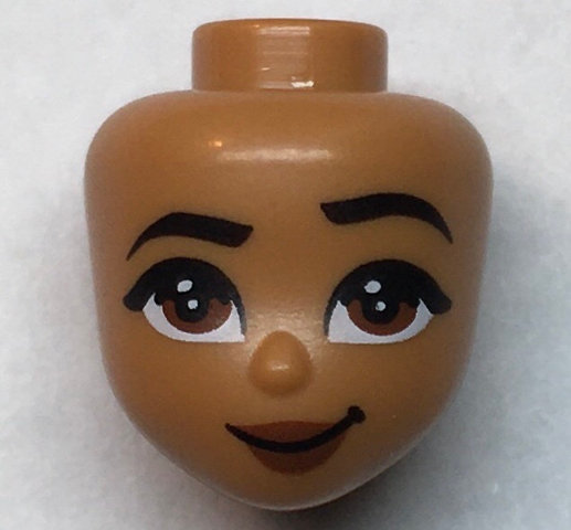 Mini Doll, Head Friends with Black Eyebrows, Reddish Brown Eyes and Lips, Closed Mouth Smile Pattern (Moana)
