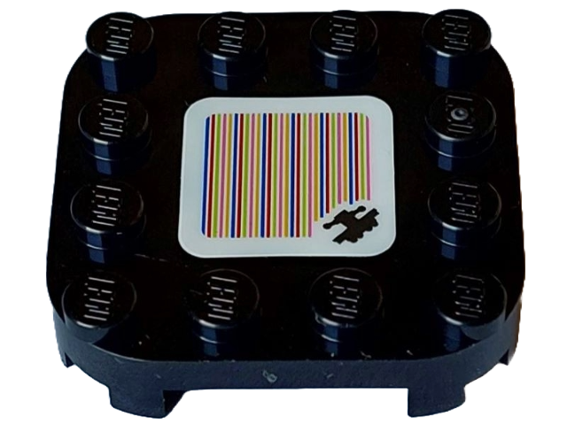 Plate, Modified 4 x 4 with Rounded Corners and 4 Feet with Super Mario Scanner Code Handcar Pattern (Sticker) - Set 71437