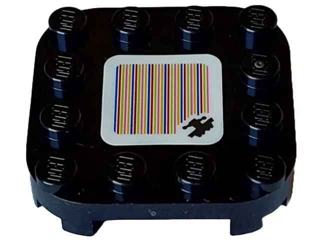 Plate, Modified 4 x 4 with Rounded Corners and 4 Feet with Super Mario Scanner Code Handcar Pattern (Sticker) - Set 71437