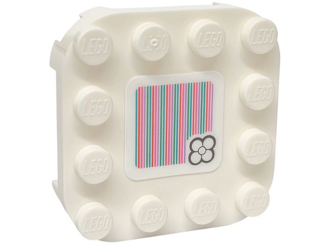 Plate, Modified 4 x 4 with Rounded Corners and 4 Feet with Super Mario Scanner Code Flower Pattern (Sticker) - Set 72042