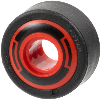 Wheel 11mm D. x 8mm with Center Groove, 8 Spokes and Smooth Side with Black Circle and Arcs Pattern with Black Tire 14mm D. x 6mm Solid Smooth (6683pb01 / 50945)