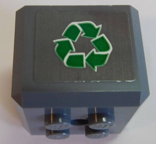 Brick, Modified Cube, 4 Studs on Top with Green Recycling Arrows Pattern on Both Sides (Stickers) - Set 42167