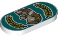 Tile, Round 2 x 4 Oval with Horse and Laurel Wreath Pattern