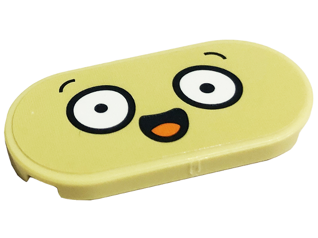 Tile, Round 2 x 4 Oval with Eyes and Open Mouth with Tongue Pattern (Sticker) - Set 41701