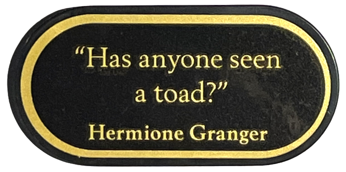 Tile, Round 2 x 4 Oval with Gold '"Has anyone seen a toad?"', 'Hermione Granger', and Border Pattern (Sticker) - Set 76405