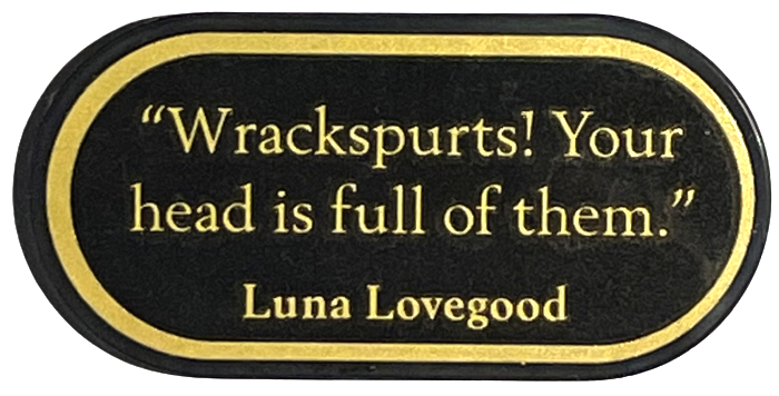 Tile, Round 2 x 4 Oval with Gold '"Wrackspurts! Your head is full of them."', 'Luna Lovegood', and Border Pattern (Sticker) - Set 76405