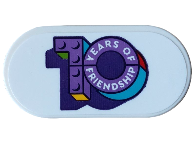 Tile, Round 2 x 4 Oval with '10 YEARS OF FRIENDSHIP' Pattern (Sticker) - Set 4002022