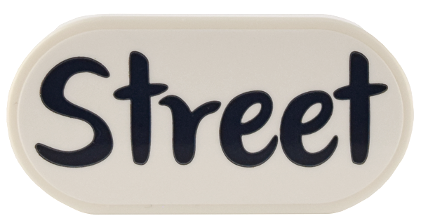 Tile, Round 2 x 4 Oval with Dark Blue 'Street' Pattern (Sticker) - Set 41732