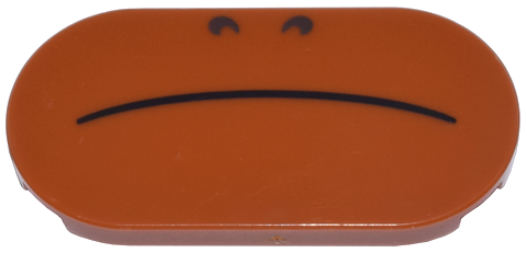 Tile, Round 2 x 4 Oval with Black Curved Line Frown and Dark Brown Nostrils Pattern (Super Mario Sumo Bro Lower Face)