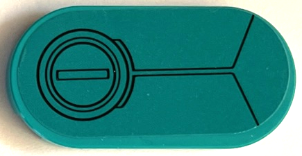 Tile, Round 2 x 4 Oval with Black Hull Plate Lines and Concentric Circles Pattern (Sticker) - Set 76255