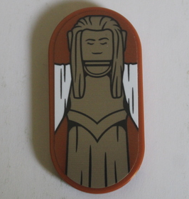 Tile, Round 2 x 4 Oval with Dark Tan Elf Statue with White Wings Pattern (Sticker) - Set 10316