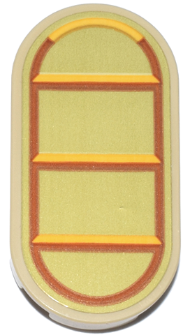 Tile, Round 2 x 4 Oval with Dark Orange and Bright Light Orange Lines and Outline on Gold Background Pattern (Sticker) - Set 40813