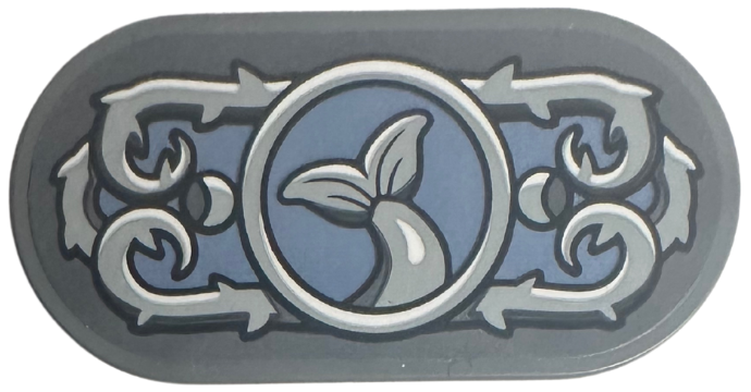 Tile, Round 2 x 4 Oval with Light Bluish Gray Scrollwork and Tail in Circle on Sand Blue Background Pattern (Sticker) - Set 76781