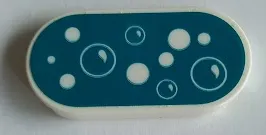 Tile, Round 2 x 4 Oval with Soap Bubbles on Dark Turquoise Background Pattern (Sticker) - Set 41684