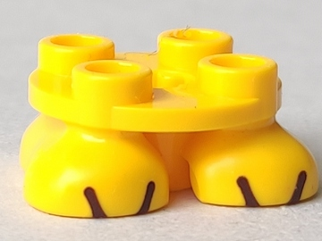 Legs with Plate Round 2 x 2 and Axle Hole - 2 Feet with Black Lines Pattern (Super Mario Buzzy Beetle / Spiny)