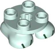 Legs with Plate Round 2 x 2 and Axle Hole - 2 Feet with Dark Green Lines Pattern (Super Mario Bony Beetle)