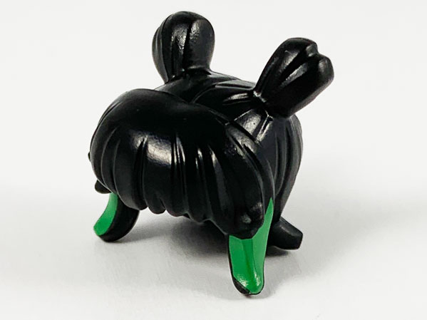 Minifigure, Hair Female Space Buns and Thick Bangs with Green Highlights Pattern