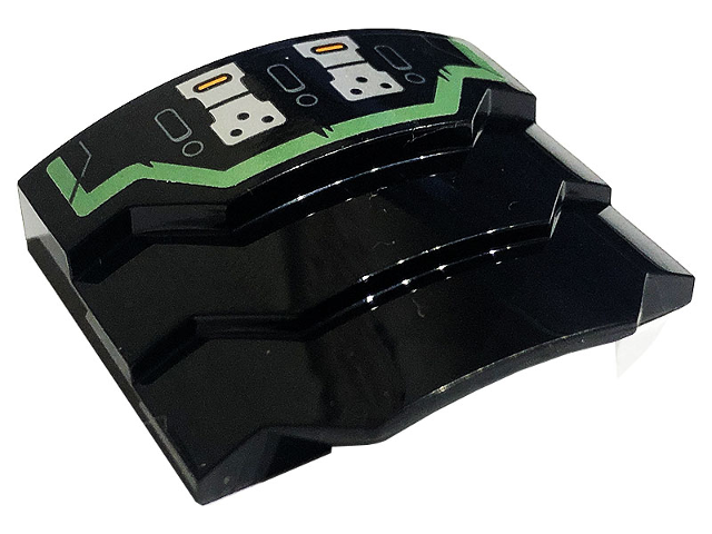 Wedge 4 x 3 Stepped No Studs with Sand Green Stripe and Silver Hinges Pattern (Sticker) - Set 71736