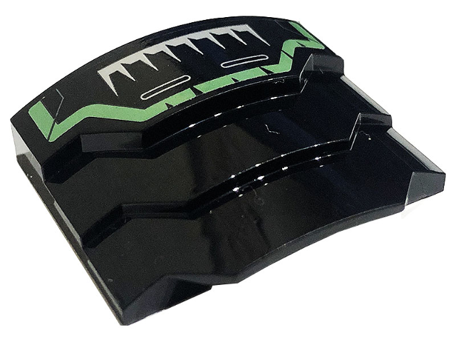 Wedge 4 x 3 Stepped No Studs with Sand Green Stripe and Silver Spikes Pattern (Sticker) - Set 71736