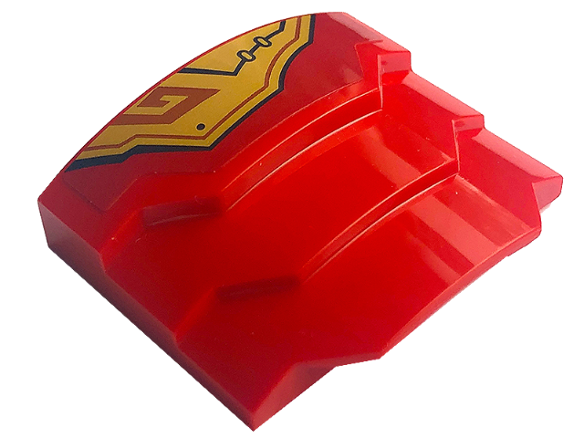 Wedge 4 x 3 Stepped No Studs with Black Line and Gold Armor Pattern Model Right Side (Sticker) - Set 71773