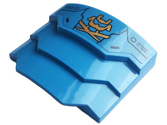 Wedge 4 x 3 Stepped No Studs with Black Circles and Lines and Gold Samurai Armor Pattern (Sticker) - Set 71775