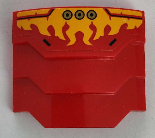 Wedge 4 x 3 Stepped No Studs with Bright Light Orange Flames, Black Lines and Gold Circles Pattern (Sticker) - Set 71780