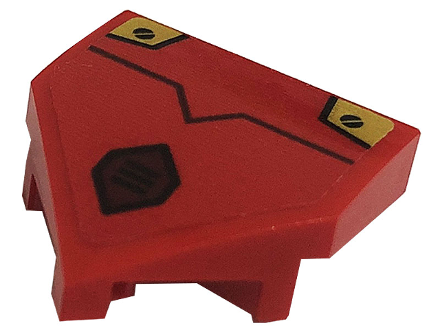 Wedge 2 x 2 x 2/3 Pointed with Black Screws, Grille, Line and Gold Plates Pattern (Sticker) - Set 71720