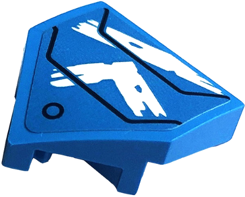 Wedge 2 x 2 x 2/3 Pointed with White Ninjago Logogram Letter R and Black Circle and Lines Pattern (Sticker) - Set 71775