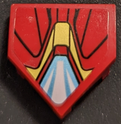Wedge 2 x 2 x 2/3 Pointed with Iron Man Shield with Gold and Metallic Light Blue Armor Plates Pattern (Sticker) - Set 76192