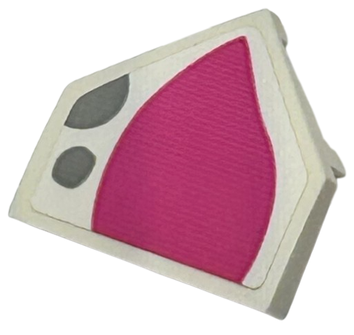 Wedge 2 x 2 x 2/3 Pointed with Dark Pink Shape and Light Bluish Gray Spots Pattern (Pua Left Ear) (Sticker) - Set 43226