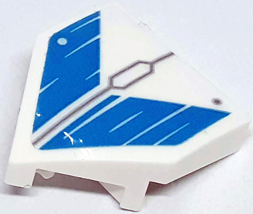 Wedge 2 x 2 x 2/3 Pointed with Dark Bluish Gray Lines, Hexagon and Rivets and Medium Azure Chevron Stripes Pattern (Sticker) - Set 71770