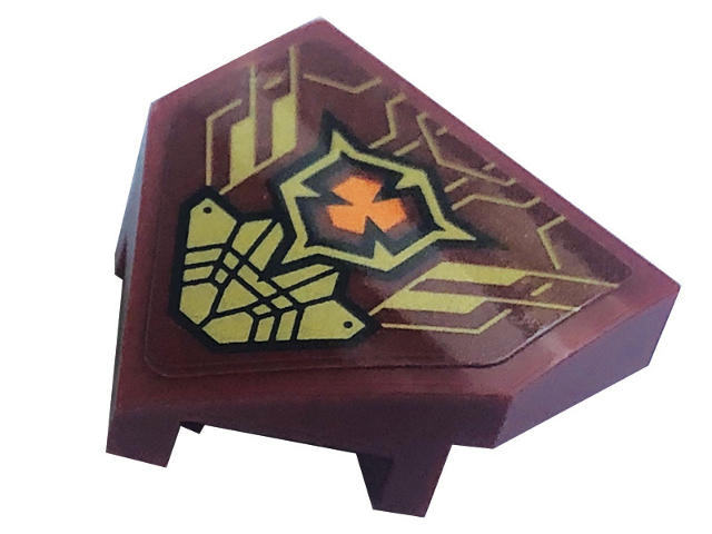 Wedge 2 x 2 x 2/3 Pointed with Gold Lines and Armor Plates and Orange Emblem Pattern (Sticker) - Set 71791