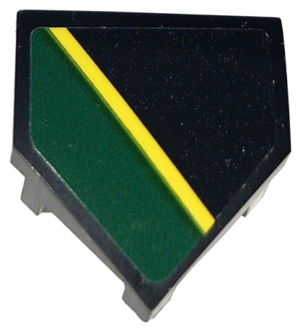 Wedge 2 x 2 x 2/3 Pointed with Dark Green and Yellow Stripes Pattern Model Left Side (Sticker) - Set 76907
