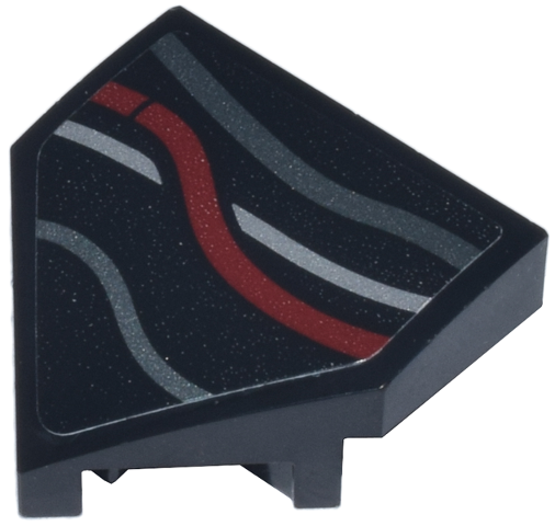 Wedge 2 x 2 x 2/3 Pointed with Dark Red, Silver, and Dark Silver Wires Pattern Model Left Side (Sticker) - Set 75398