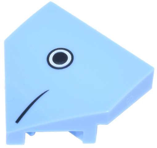 Wedge 2 x 2 x 2/3 Pointed with White Eye with Black Pupil, Circle Outline and Tapered Line Pattern