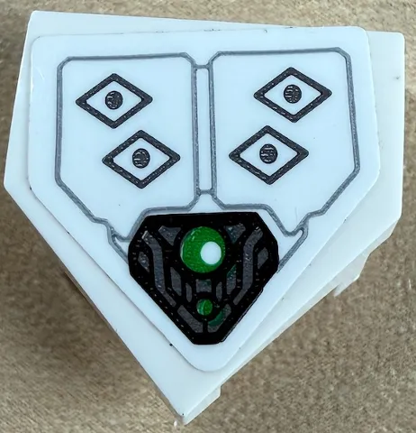 Wedge 2 x 2 x 2/3 Pointed with Armor Plates Outlines, Dots in Diamonds and Bright Green Lights Pattern (Sticker) - Set 76174