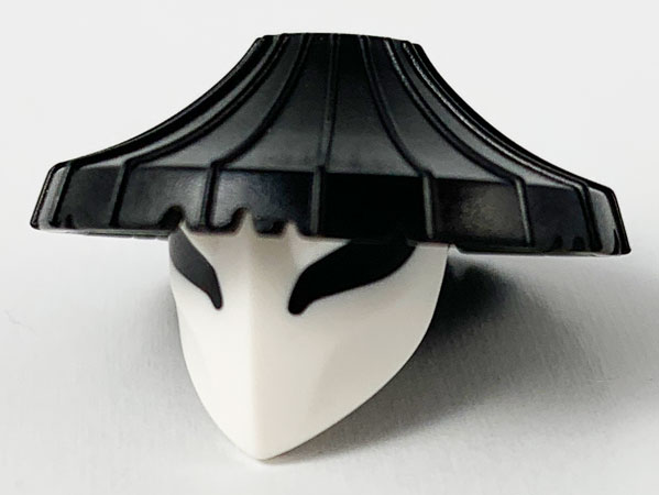 Minifigure, Headgear Hat, Conical Asian with Raised Center and White Mask with Large Black Eyes Pattern