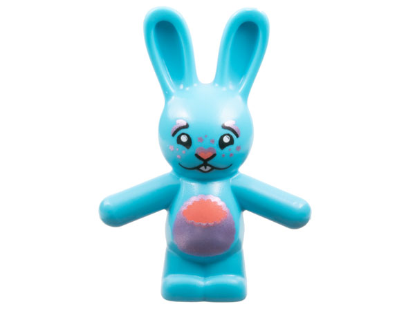 Bunny / Rabbit Standing with Coral and Metallic Pink Nose and Stomach, Dots and Stars on Face, White Teeth Pattern (Bunchu)