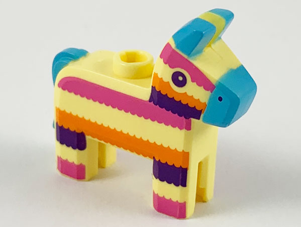 Minifigure, Utensil Piñata Horse with Medium Azure Ears, Nose and Tail, Dark Pink, Orange and Dark Purple Stripes Pattern