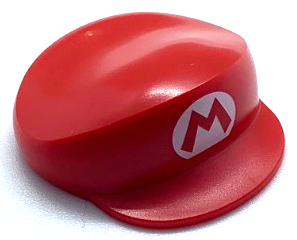 Large Figure Headgear, Super Mario Cap with Super Mario Logo Capital Letter M on White Oval Pattern (Regular Mario)
