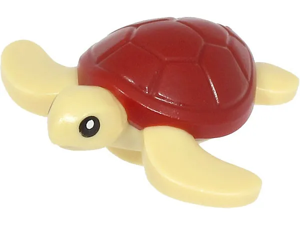 Sea Turtle, Baby with Black Eyes and Dark Red Shell Pattern