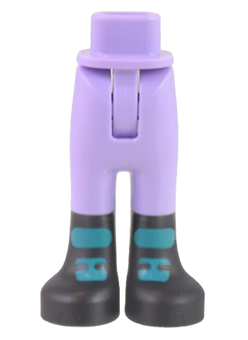 Mini Doll Hips and Trousers with Back Pockets with Molded Pearl Dark Gray Lower Legs / Boots and Printed Dark Turquoise Patches Pattern - Thin Hinge